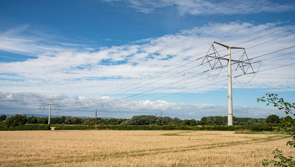 T pylon in a field